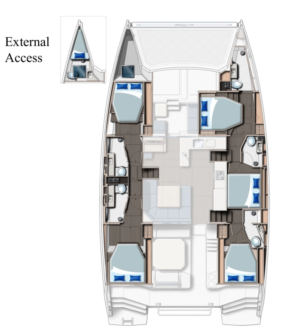 Alquiler de embarcaciones Leopard Catamarans / Robertson & Caine Leopard 50 - 5 + 1 cab enCannigione en Samboat